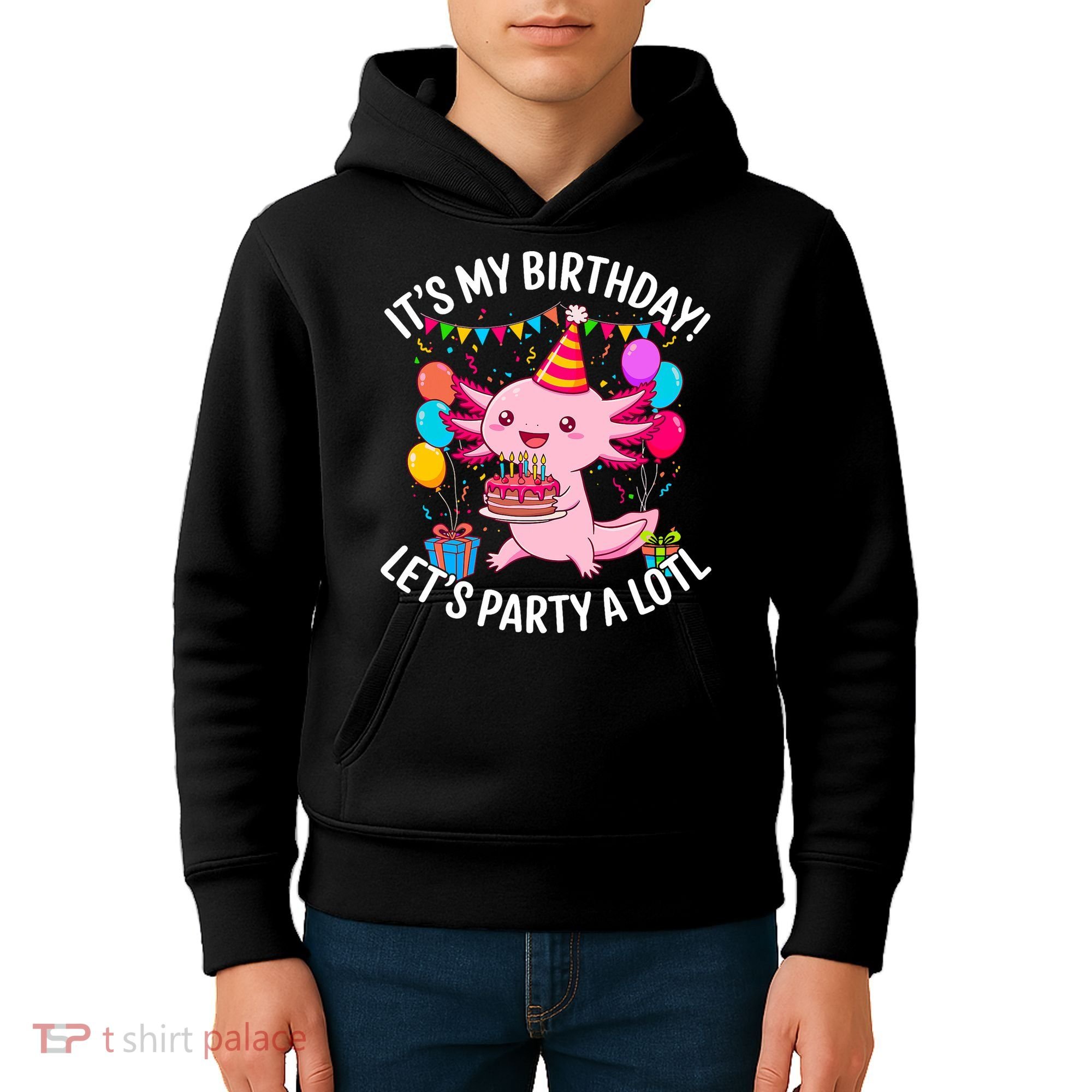 Birthday Axolotl Party Kawaii Axolotl  Kids Hoodie