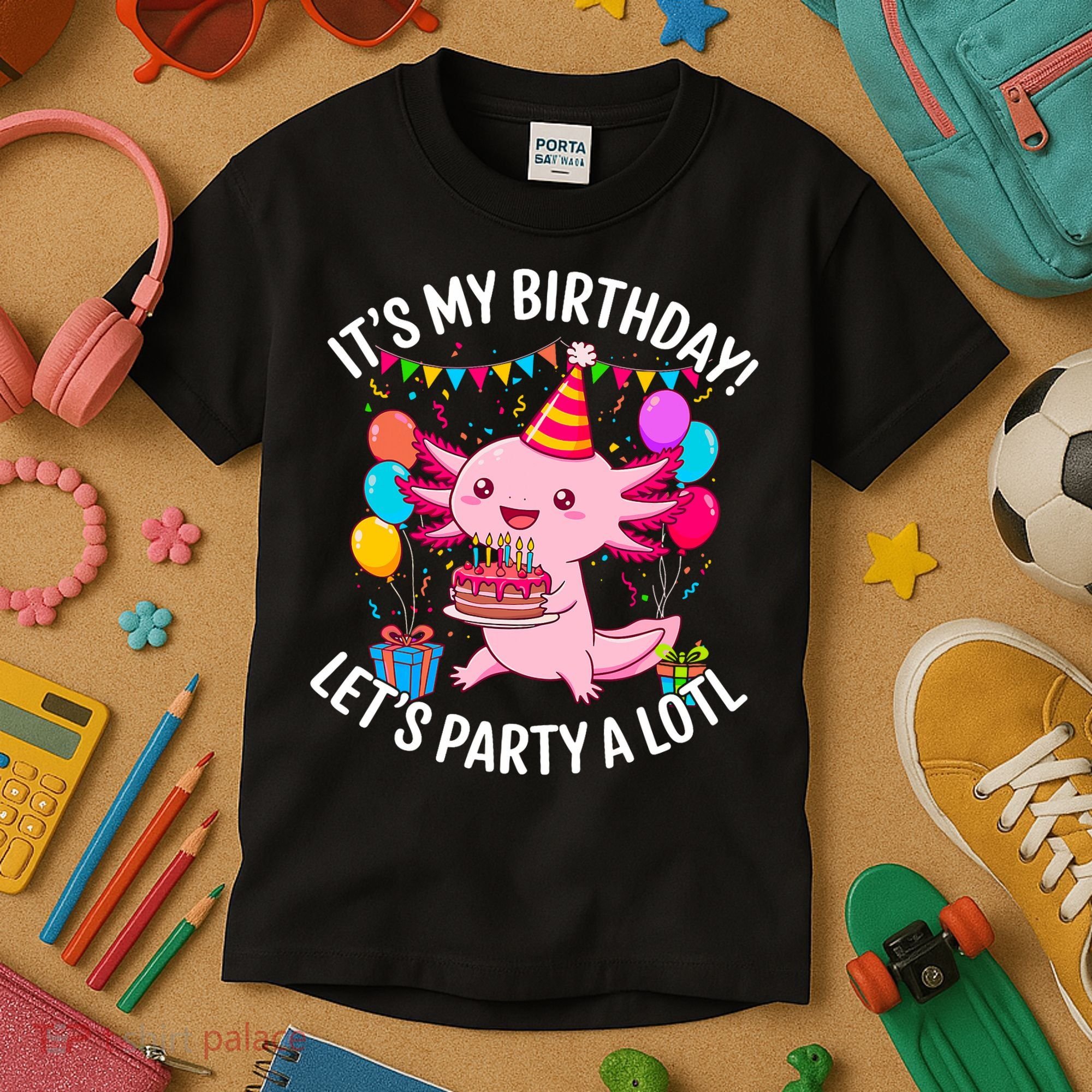 Birthday Axolotl Party Kawaii Axolotl  Kids T-Shirt