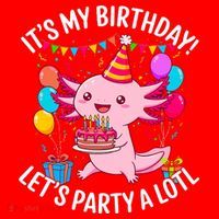 Birthday Axolotl Party Kawaii Axolotl  Santa Hat thumb 1