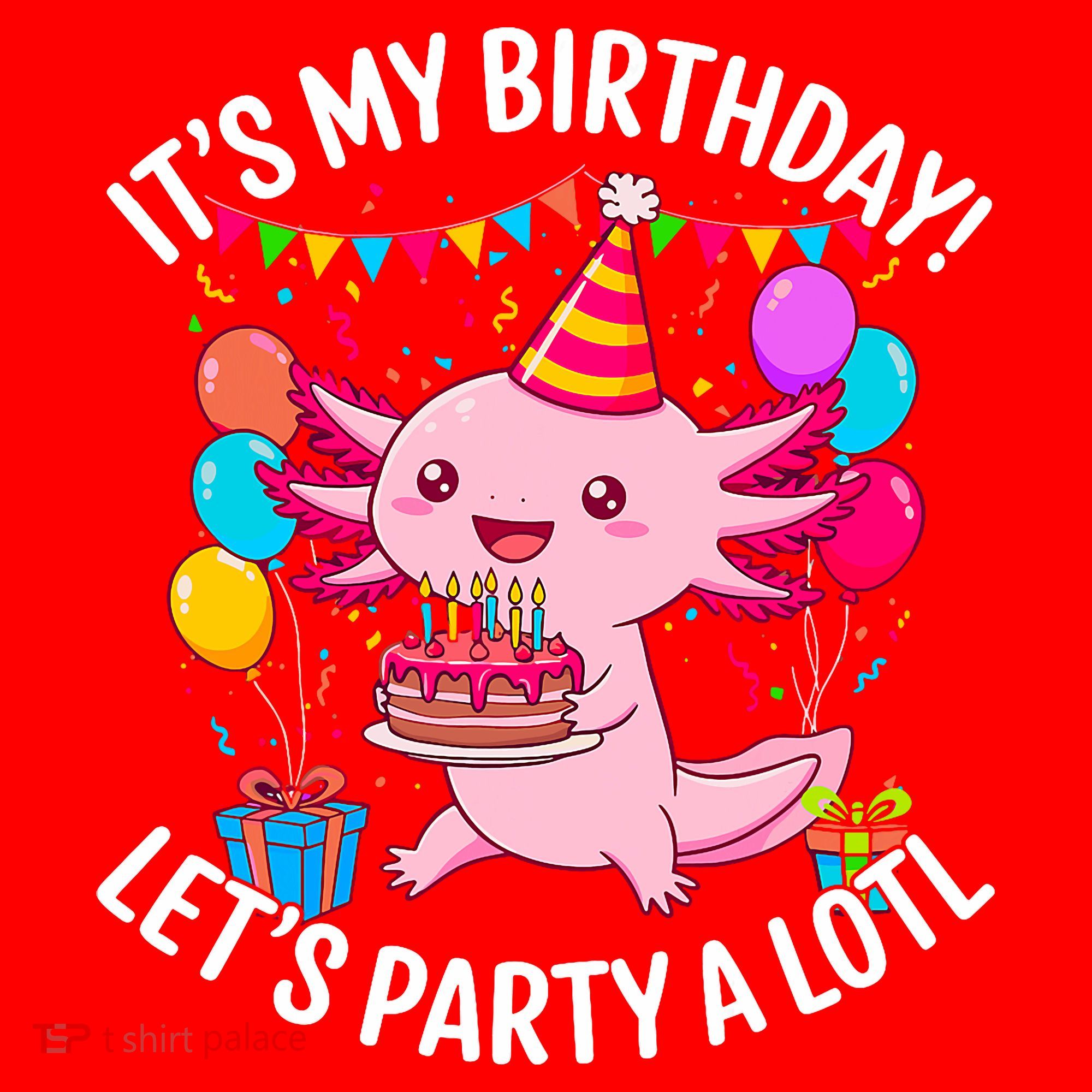 Birthday Axolotl Party Kawaii Axolotl  Santa Hat