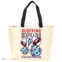 Bluffing A Pair Of Balls Beats Everything Funny Poker Tote Bag thumb 0