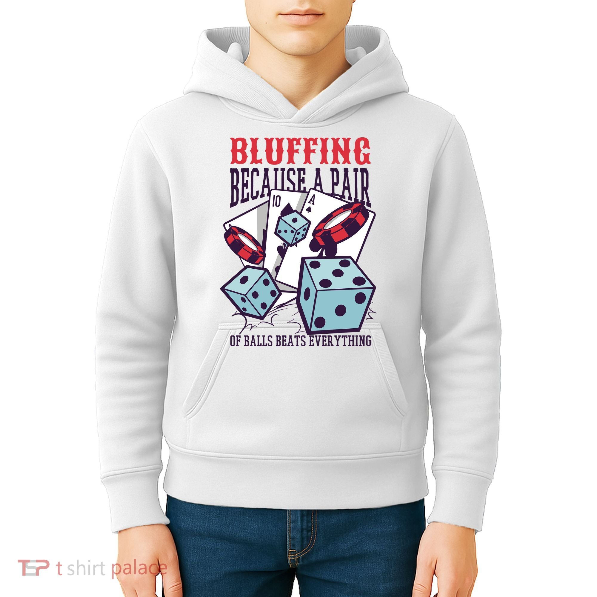 Bluffing A Pair Of Balls Beats Everything Funny Poker Kids Hoodie