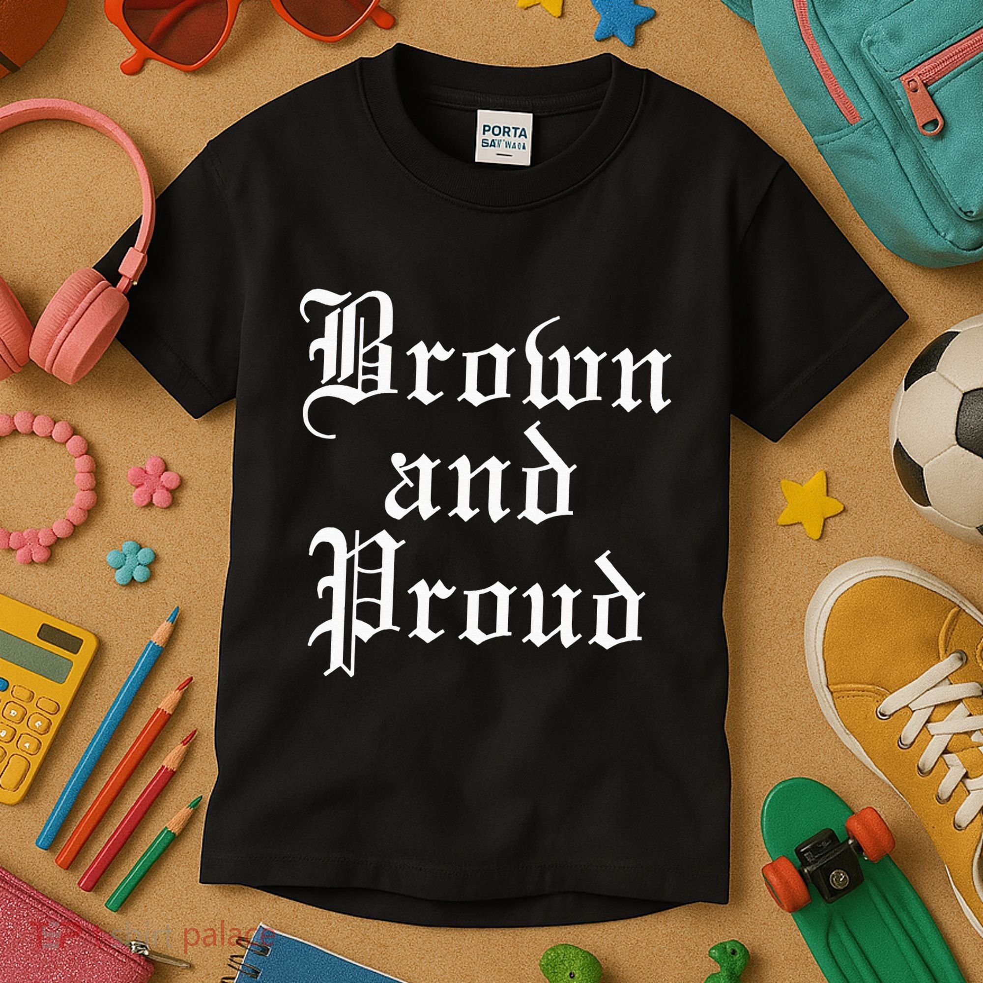 Brown And Proud Latino Mexican Raza Chicano Kids T-Shirt