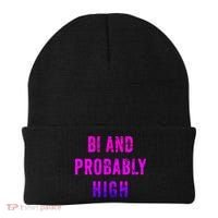 Bi And Probably High Bisexual Pothead Weed 420 Saying Meme Beanie thumb 0