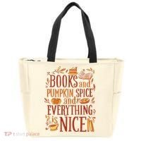 Books And Pumpkin Spice Fall Tote Bag thumb 0