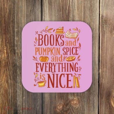 Books And Pumpkin Spice Fall Coaster