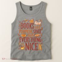Books And Pumpkin Spice Fall Tank Top thumb 2