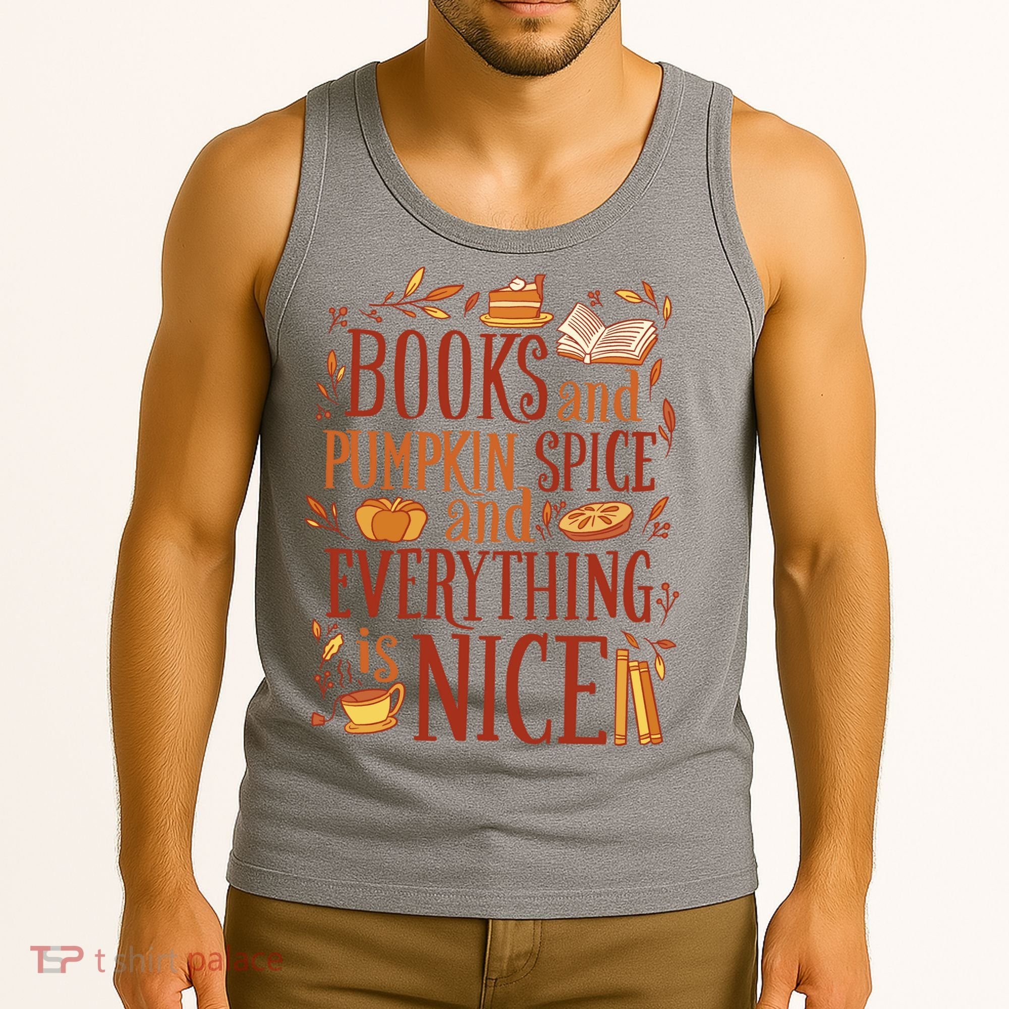 Books And Pumpkin Spice Fall Tank Top