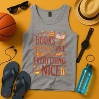 Books And Pumpkin Spice Fall Tank Top thumb 4