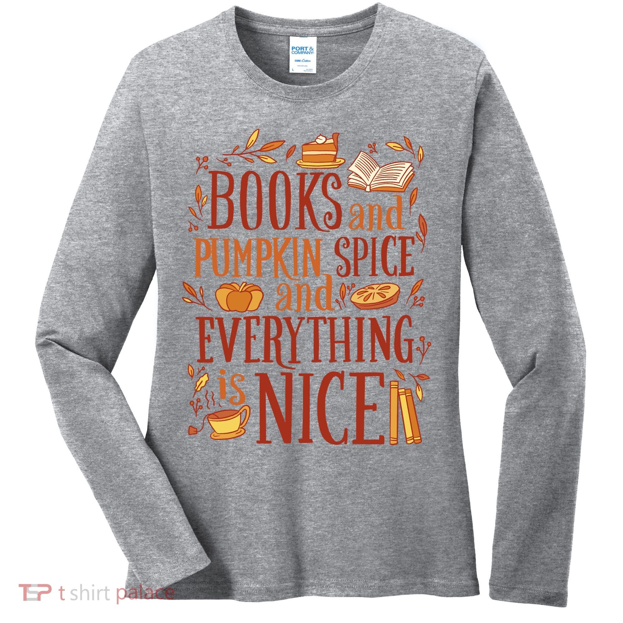 Books And Pumpkin Spice Fall Women's Long Sleeve Shirt