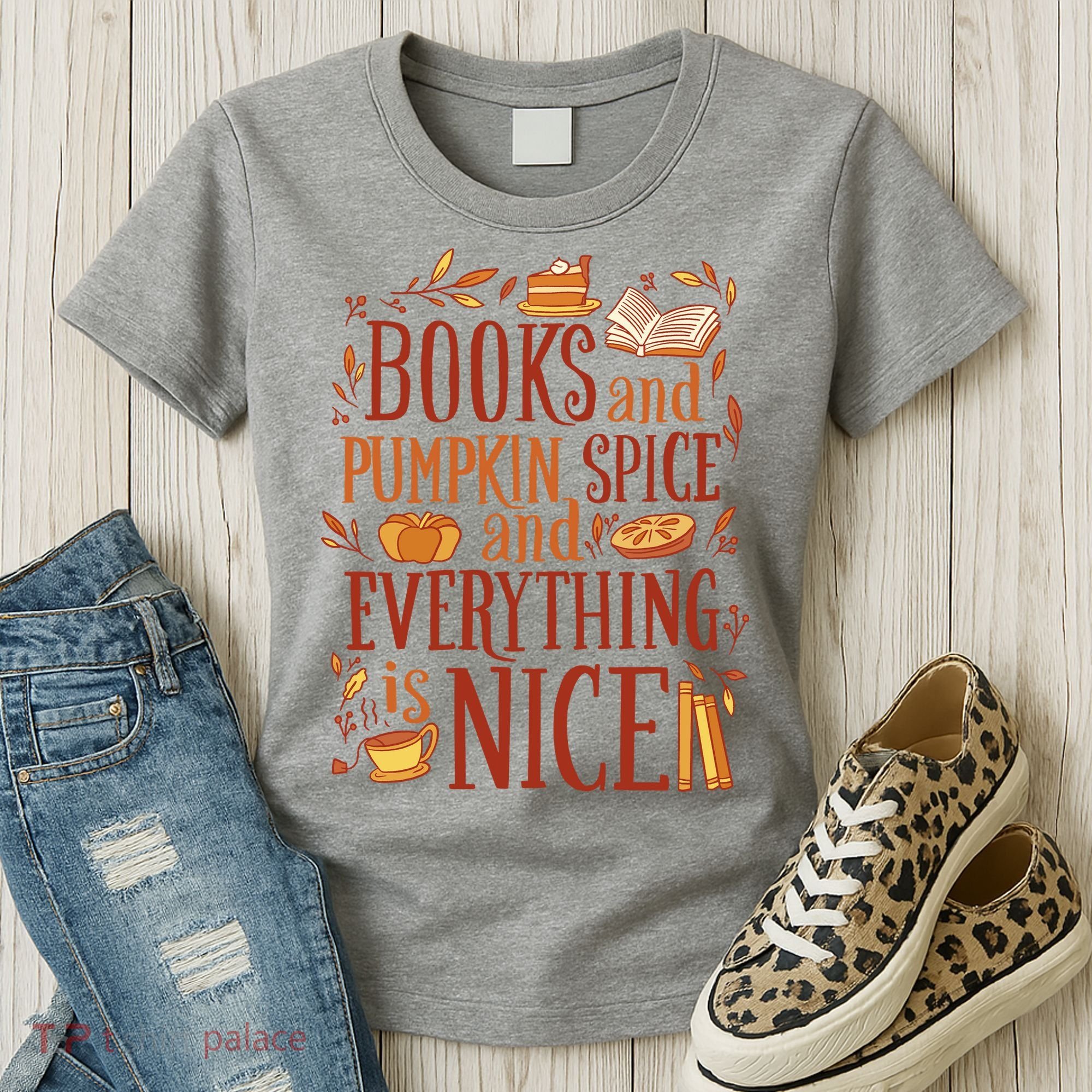 Books And Pumpkin Spice Fall Women's T-Shirt