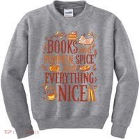 Books And Pumpkin Spice Fall Kids Sweatshirt thumb 0