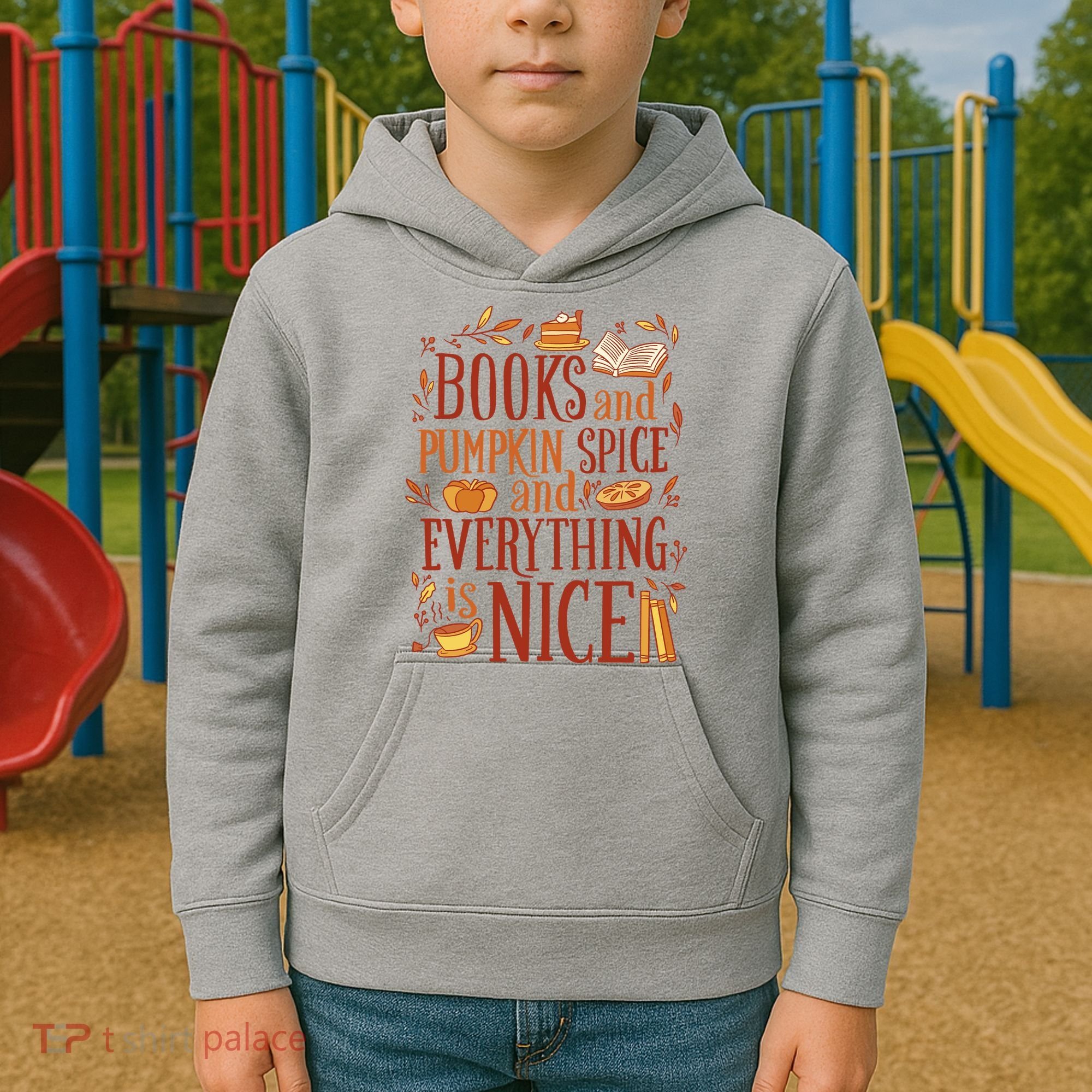 Books And Pumpkin Spice Fall Kids Hoodie