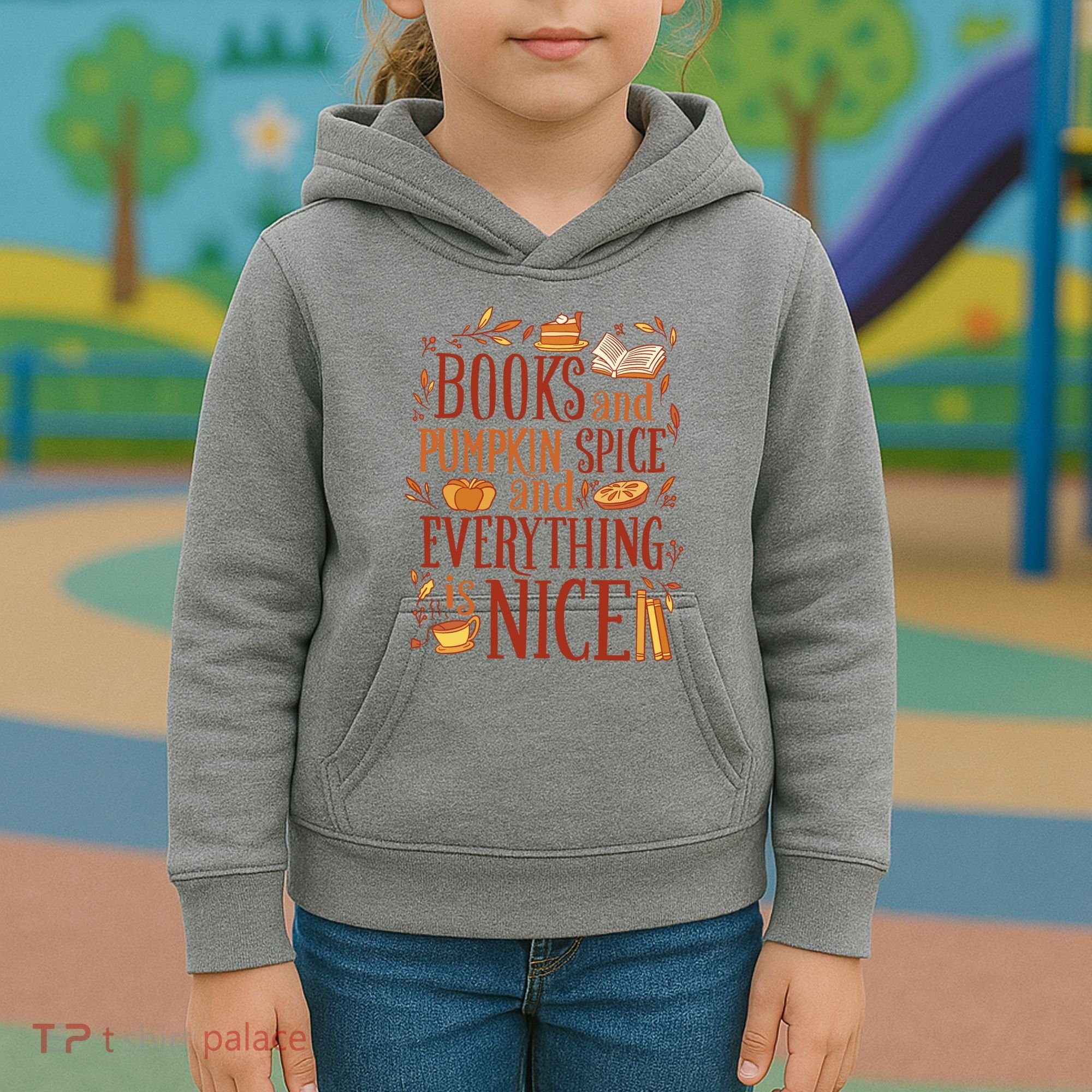 Books And Pumpkin Spice Fall Kids Hoodie