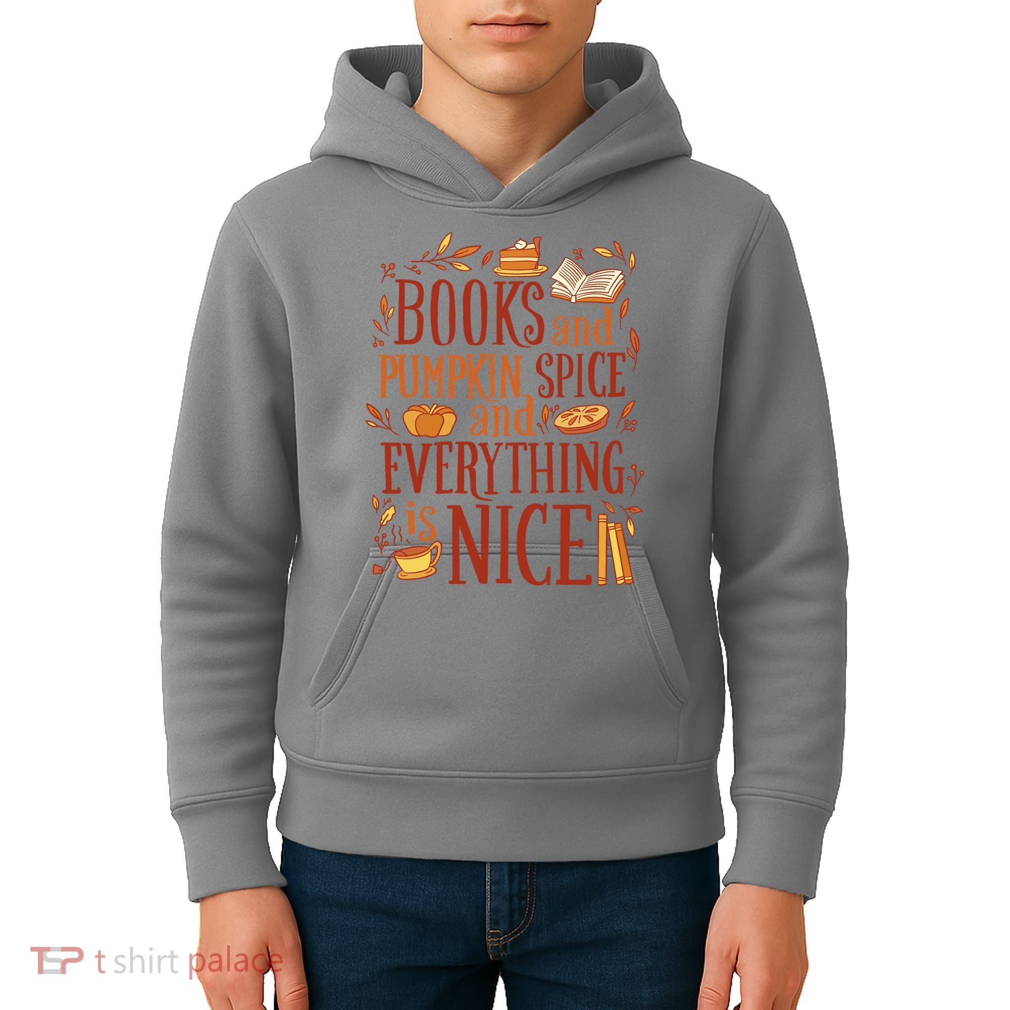 Books And Pumpkin Spice Fall Kids Hoodie