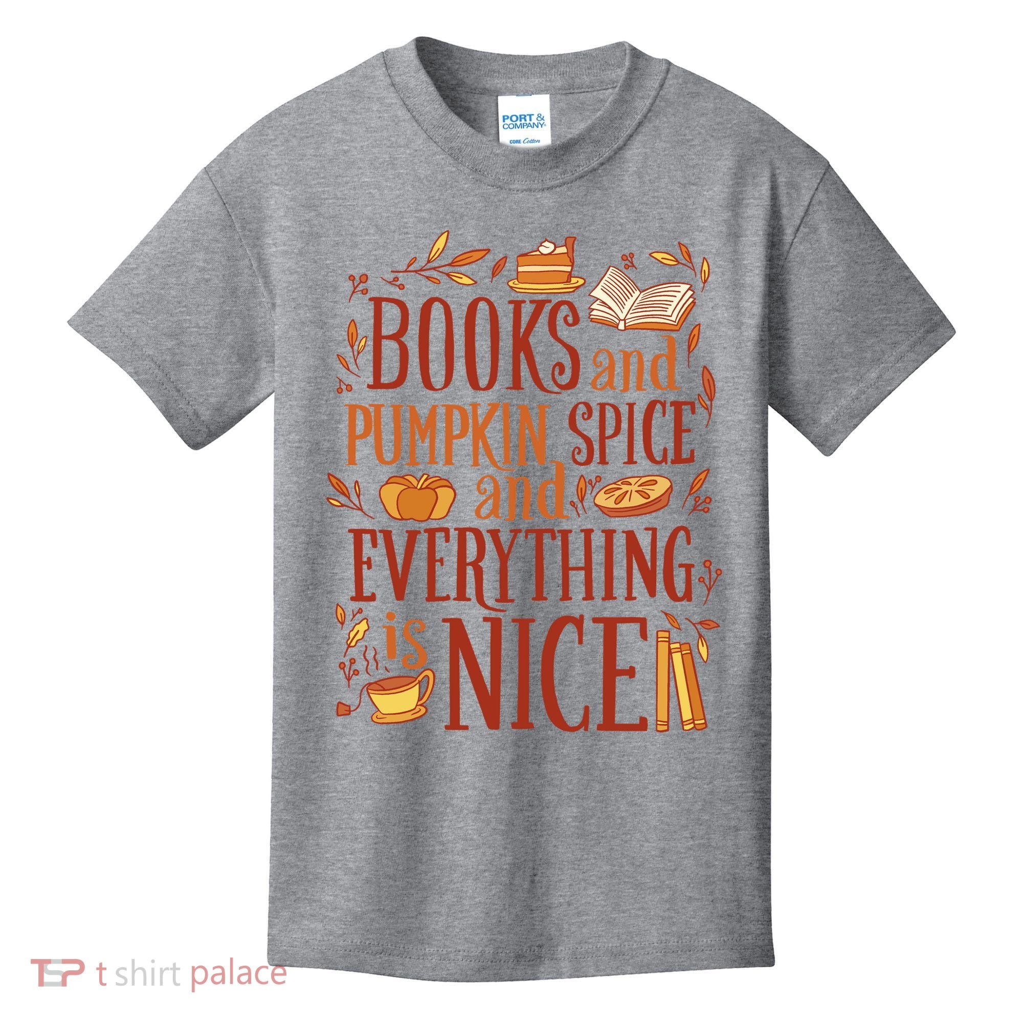Books And Pumpkin Spice Fall Kids T-Shirt