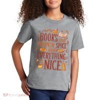 Books And Pumpkin Spice Fall Kids T-Shirt thumb 2