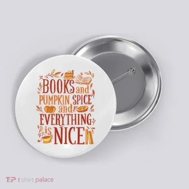 Books And Pumpkin Spice Fall Button