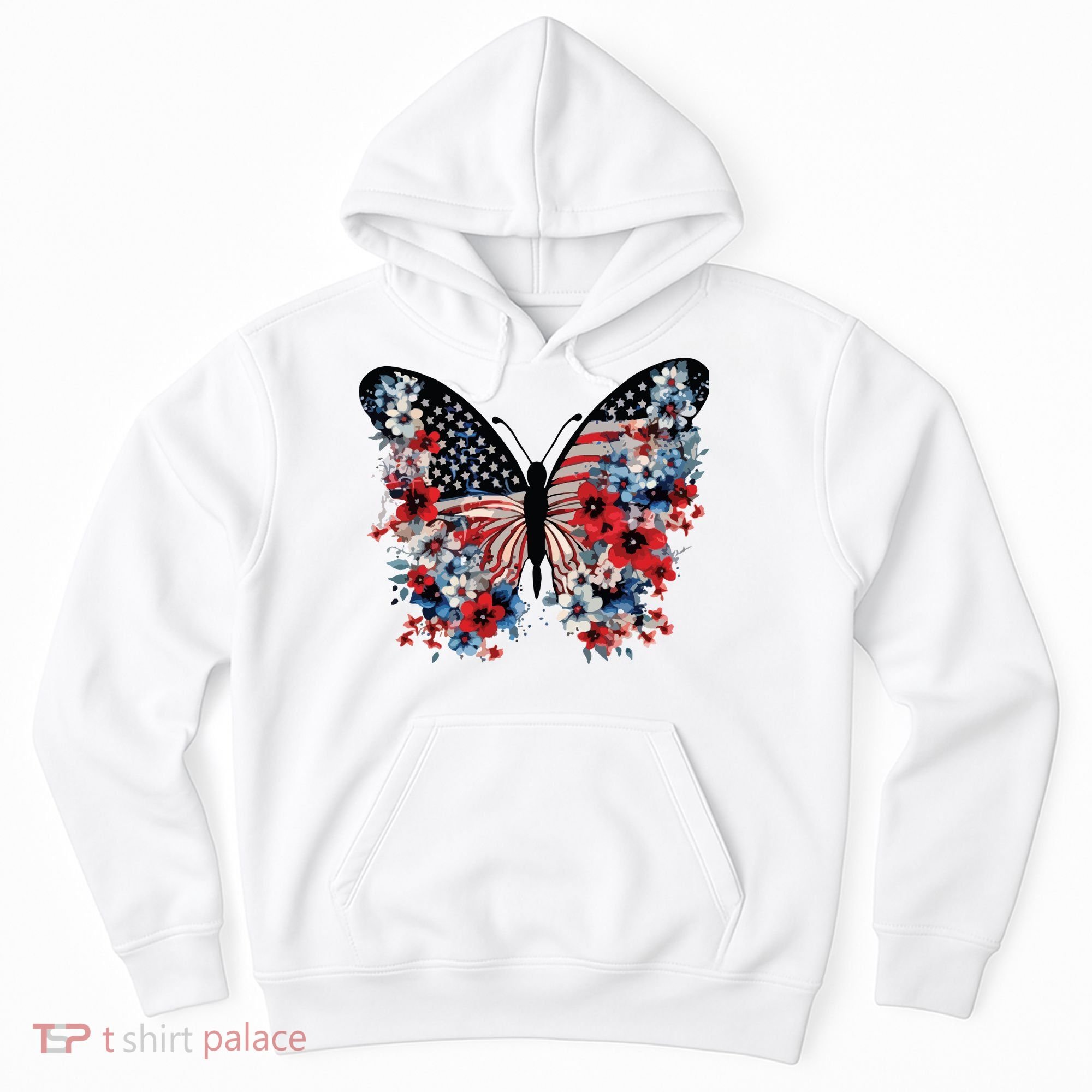 Butterfly America Patriotic 4th Of July Hoodie