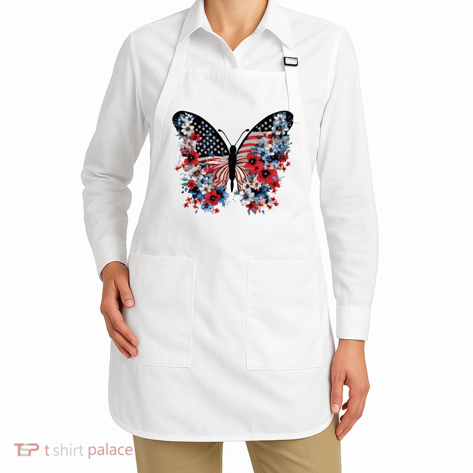 Butterfly America Patriotic 4th Of July Apron