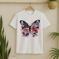 Butterfly America Patriotic 4th Of July T-Shirt thumb 2