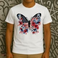 Butterfly America Patriotic 4th Of July T-Shirt thumb 3