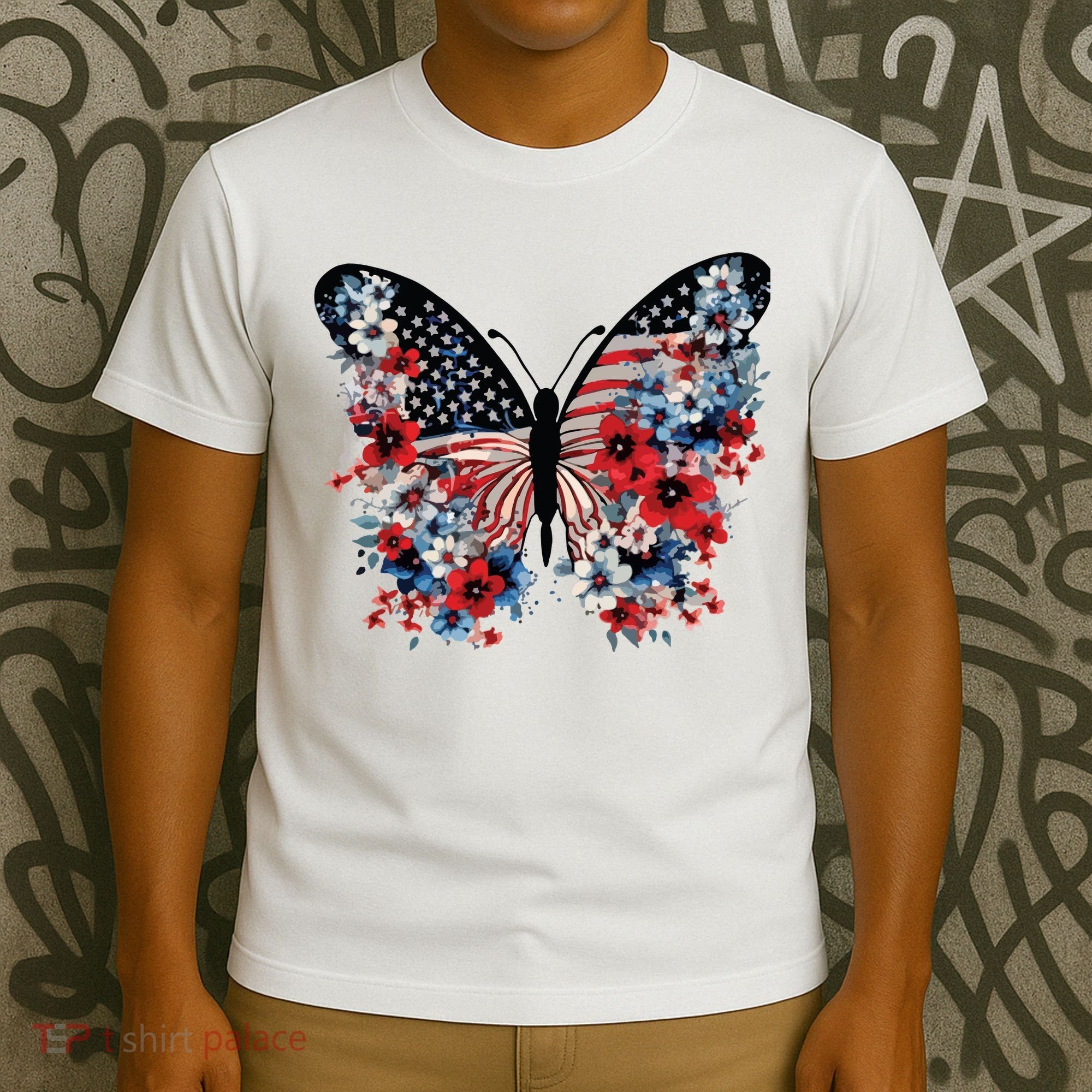 Butterfly America Patriotic 4th Of July T-Shirt