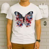 Butterfly America Patriotic 4th Of July T-Shirt thumb 6