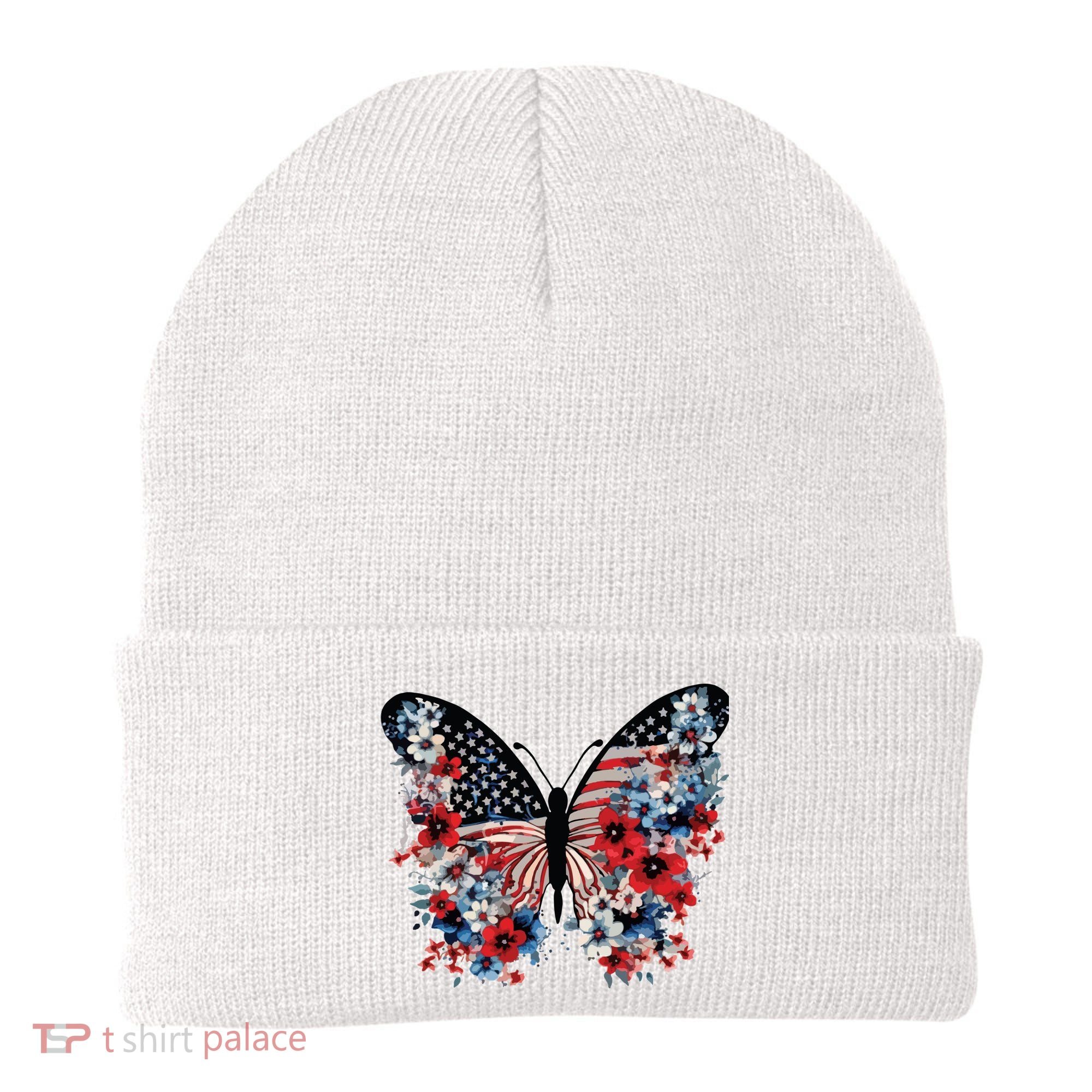 Butterfly America Patriotic 4th Of July Beanie