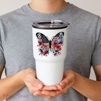 Butterfly America Patriotic 4th Of July Tumbler thumb 2