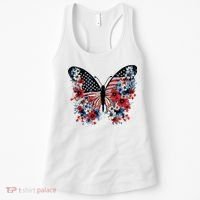 Butterfly America Patriotic 4th Of July Women's Tank Top thumb 0