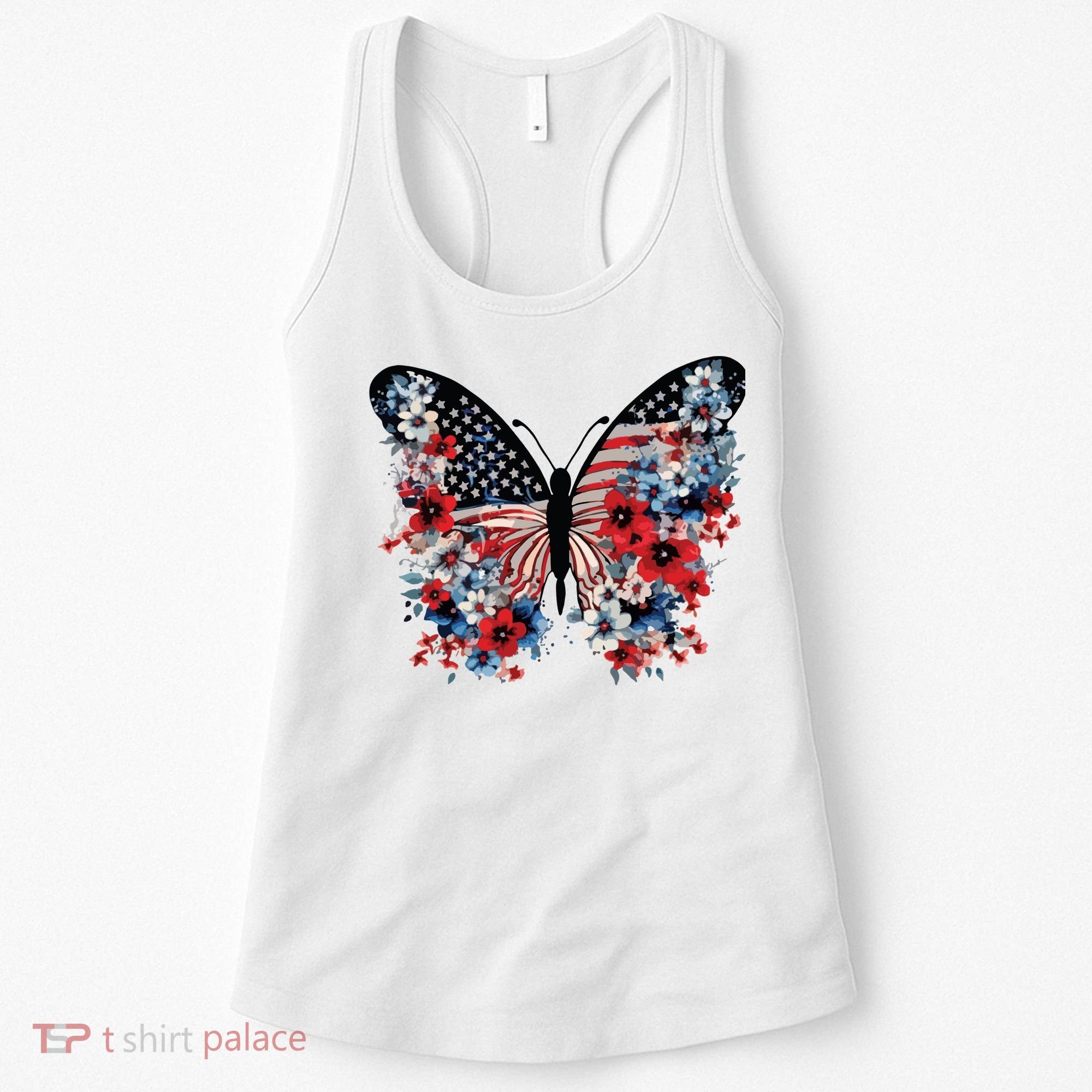 Butterfly America Patriotic 4th Of July Women's Tank Top