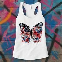 Butterfly America Patriotic 4th Of July Women's Tank Top thumb 3