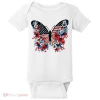 Butterfly America Patriotic 4th Of July Baby Bodysuit thumb 0