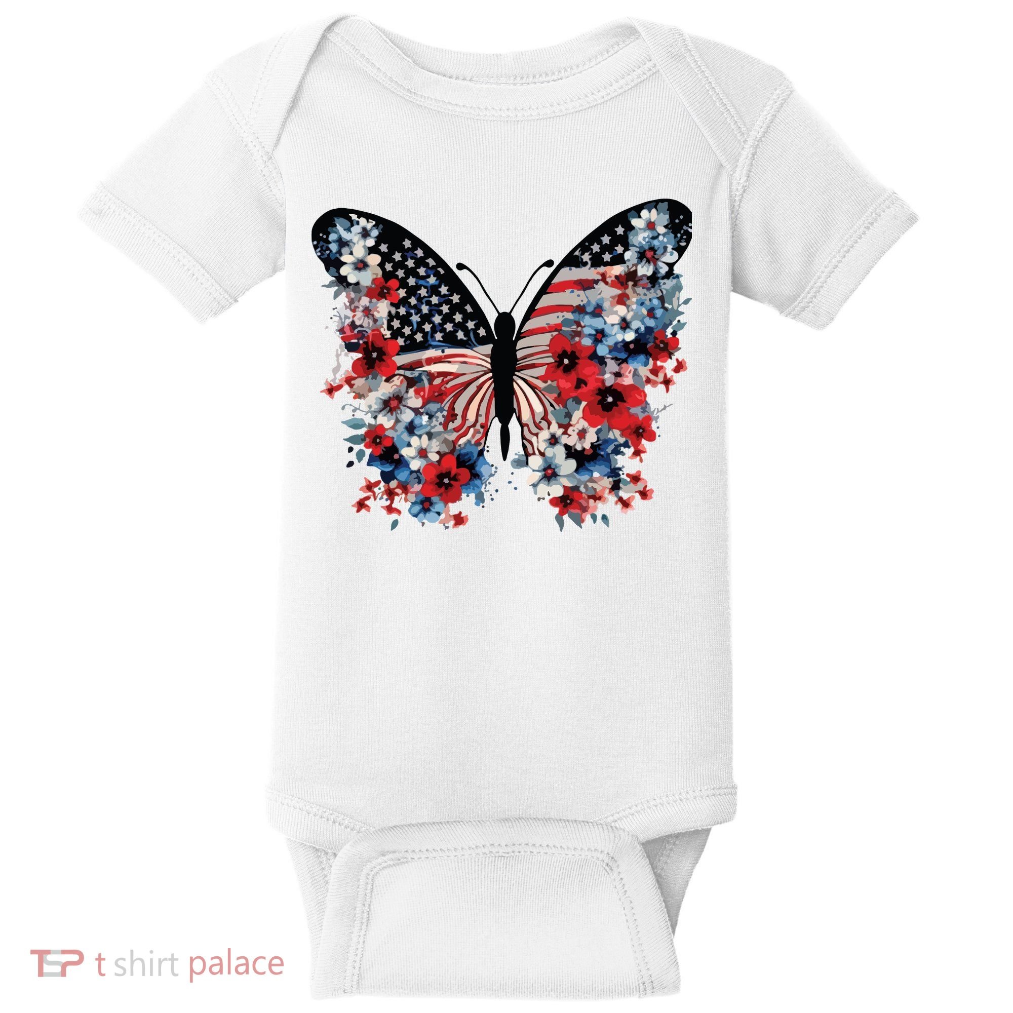 Butterfly America Patriotic 4th Of July Baby Bodysuit