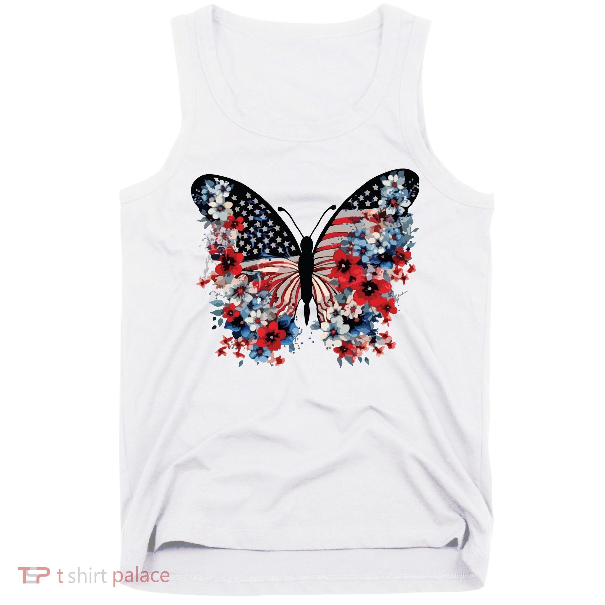 Butterfly America Patriotic 4th Of July Tank Top