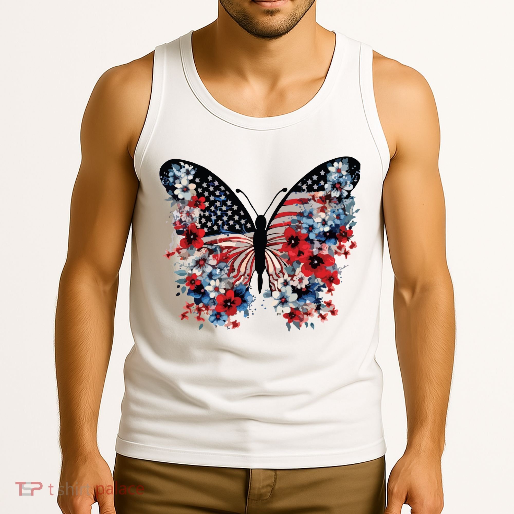 Butterfly America Patriotic 4th Of July Tank Top