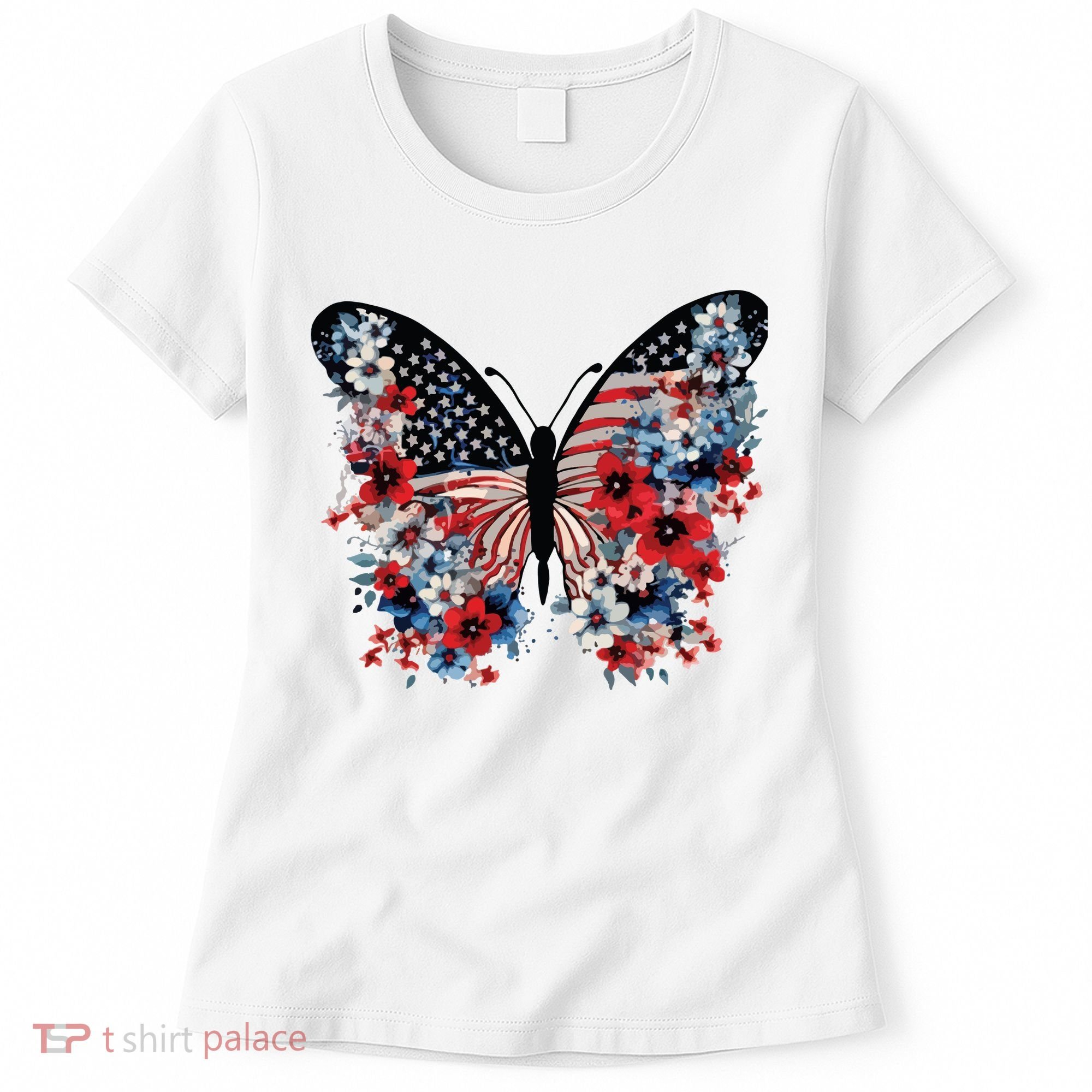 Butterfly America Patriotic 4th Of July Women's T-Shirt
