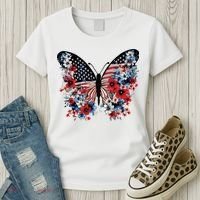 Butterfly America Patriotic 4th Of July Women's T-Shirt thumb 3