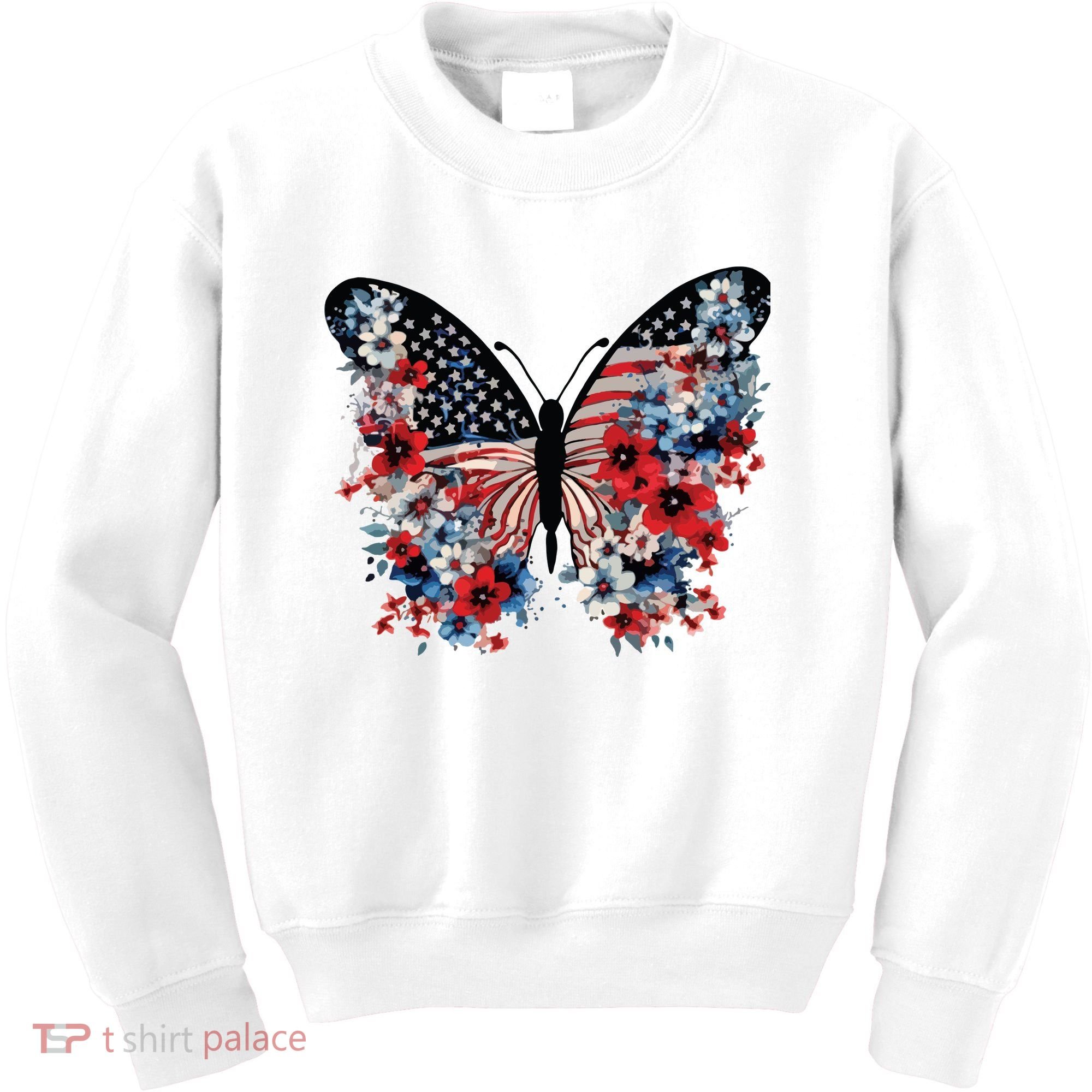Butterfly America Patriotic 4th Of July Kids Sweatshirt