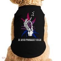 Bi And Probably High Skeleton Weed Cannabis 420 Stoner Doggie Tank thumb 0