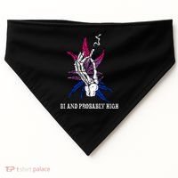 Bi And Probably High Skeleton Weed Cannabis 420 Stoner USA-Made Doggie Bandana thumb 0