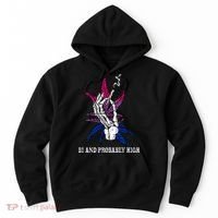 Bi And Probably High Skeleton Weed Cannabis 420 Stoner Hoodie thumb 0