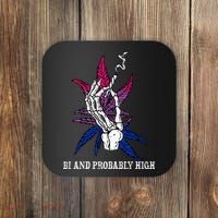 Bi And Probably High Skeleton Weed Cannabis 420 Stoner Coaster thumb 0
