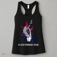 Bi And Probably High Skeleton Weed Cannabis 420 Stoner Women's Tank Top thumb 3