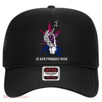Bi And Probably High Skeleton Weed Cannabis 420 Stoner Hat thumb 0
