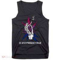 Bi And Probably High Skeleton Weed Cannabis 420 Stoner Tank Top thumb 0