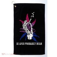 Bi And Probably High Skeleton Weed Cannabis 420 Stoner Golf Towel thumb 0