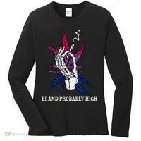 Bi And Probably High Skeleton Weed Cannabis 420 Stoner Women's Long Sleeve Shirt thumb 0