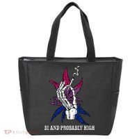 Bi And Probably High Skeleton Weed Cannabis 420 Stoner Tote Bag thumb 0
